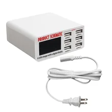 6A 6 USB 2.0 USB 3.0 Puerto USB Cargador Rápido rápido Cargador de Pared HUB de Carga Pantalla LCD Adaptador de Enchufe de LA UE # H029 #