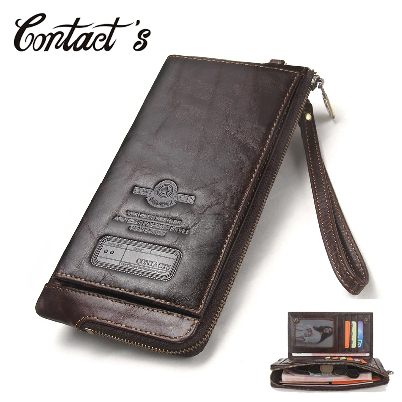  2019 Men Wallet Clutch Genuine Leather Brand Rfid Wallet Male Organizer Cell Phone Clutch Bag Long  - 32810869677