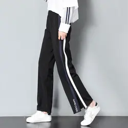 Новая мода Разделение брюки для женщин; Большие размеры широкие брюки Повседневное штаны 2018 сезон: весна–лето свободные Harajuku сбоку