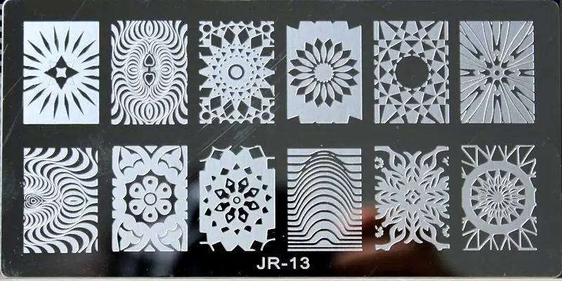 1 шт. JR пластины для штамповки ногтей(6*12 см) изображения из нержавеющей стали Konad Штамповка для дизайна ногтей шаблон для маникюра пластины для штамповки ногтей 30 стилей - Цвет: 13