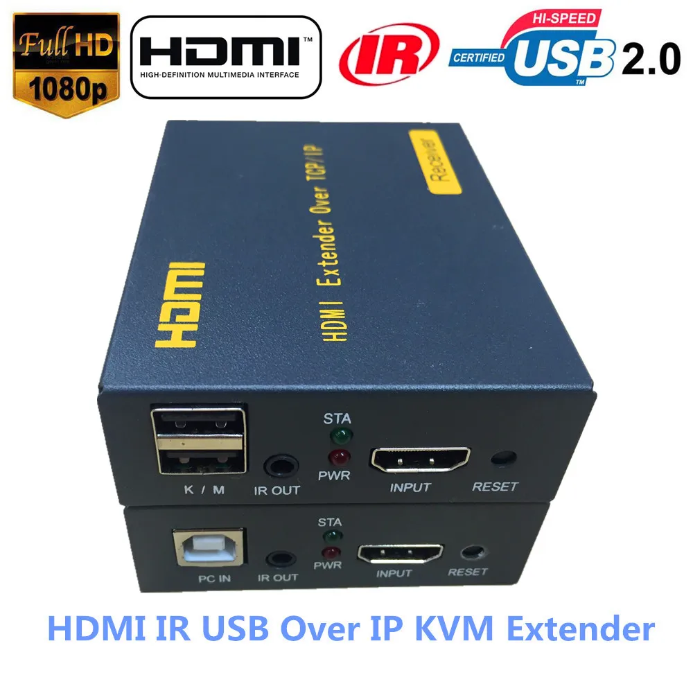 Super Quality 500ft HDMI KVM IR Extender Over TCP IP 1080P USB Keyboard Mouse KVM Extender
