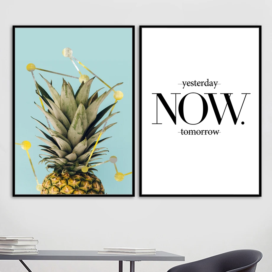 

Pineapple Now Quotes Wall Art Canvas Painting Nordic Posters And Prints Canvas Poster Wall Pictures For Living Room Wall Decor
