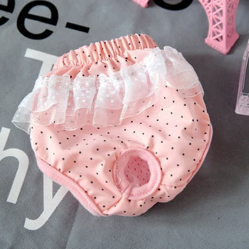 

Pink Lace Dot Girl Pet Underwear Pet Dog Puppy Diaper Pants Physiological Sanitary Bow Short Party Nappy Pant Diaper Accessories