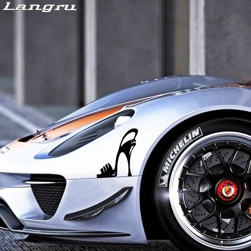 Langru крутая графика высокий каблук шпилька Автомобильная наклейка декоративный