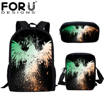 

THIKIN Fashion Children School Bags Cool Light Eagle Pattern Orthopedics Schoolbags for Boys Teenagers 3Pcs Backpacks Kids