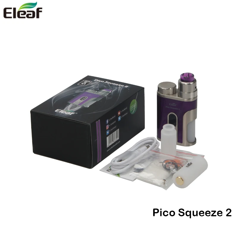 

Original Eleaf Pico Squeeze 2 Kit Pico Squeeze Box Mod Vape 100W With AVB 21700 Battery and Coral 2 Atomizer 8ML E Cigarette Kit