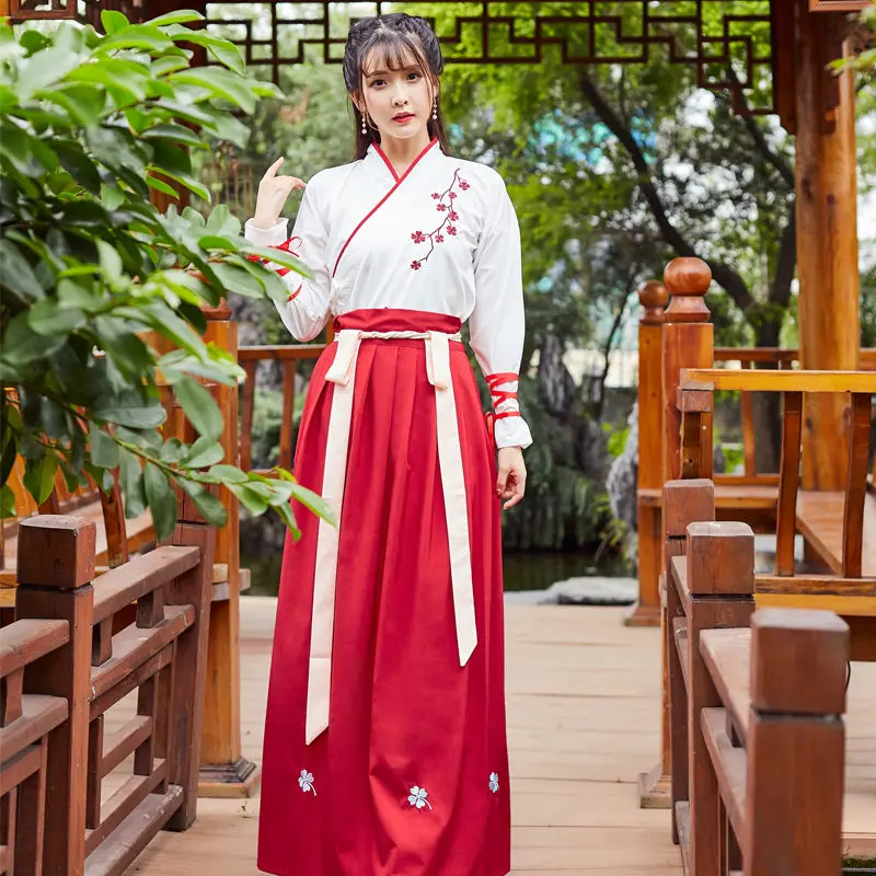 Женский китайский стиль Hanfu платье традиционный Древний костюм народный танец представление одежда династии Хань Классическая танцевальная одежда