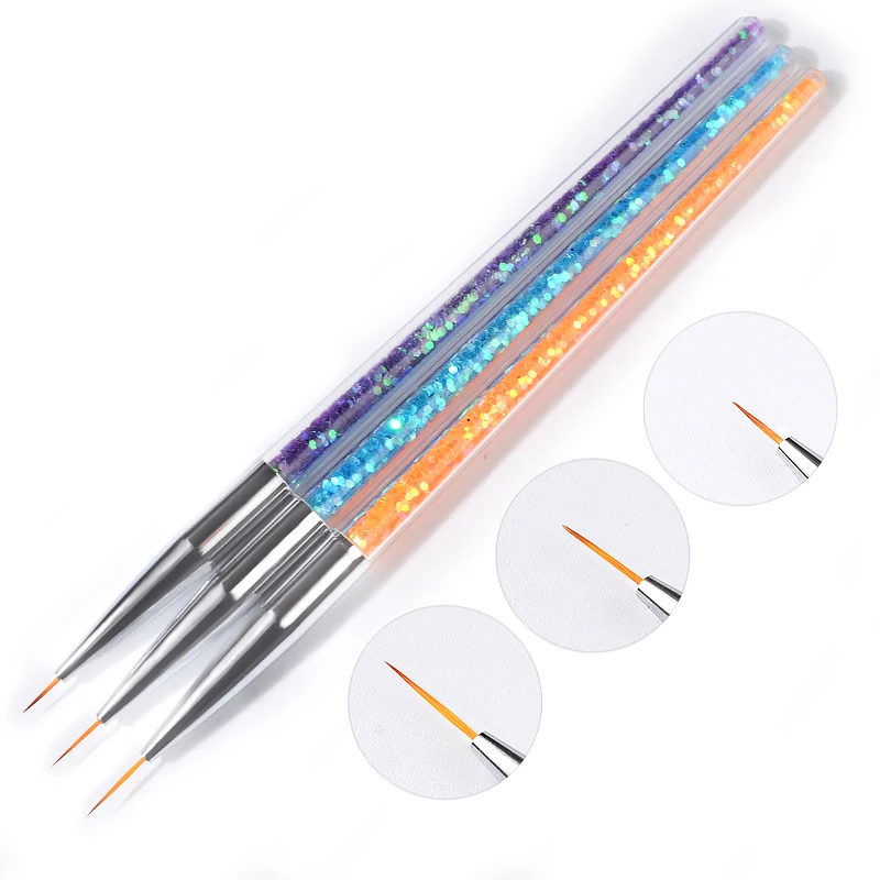 

3 Pcs/ Set Professional Nail Handle Liner Brush Hand Draw Kit Tips Drawing Line Painting Tools Manicure Nail Art Decoration New