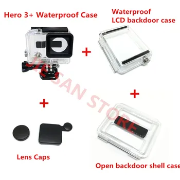

Suptig for Gopro Hero 3 plus Waterproof Housing Mount+LCD/Battery BacPac + Backoor open shell + Lens Cover for Gopro Hero 3+ 4