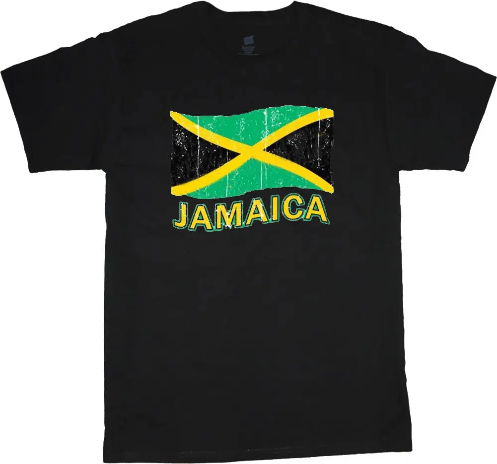 Jamaica t shirt Jamaican flag design mens black tee shirt travel soccered countryin TShirts