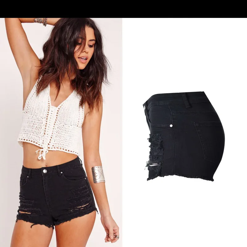 Compare Prices on Black Ripped Shorts- Online Shopping/Buy