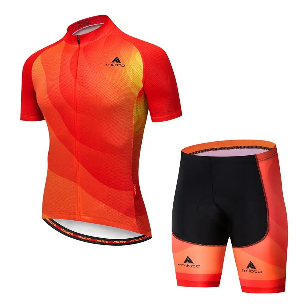 

MILOTO Cycling Jersey Set Men Short Sleeve Cycling Jersey & Spandex Shorts Set Reflective Cycling Set Retro Bike Suit