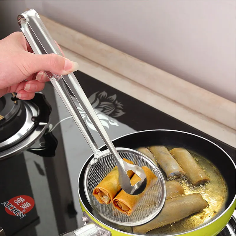 

Stainless Steel Food Clip Snack Fryer Strainer BBQ Buffet Serving Tongs Colander Filter rying Mesh Oil Drainer Cooking Tool DA