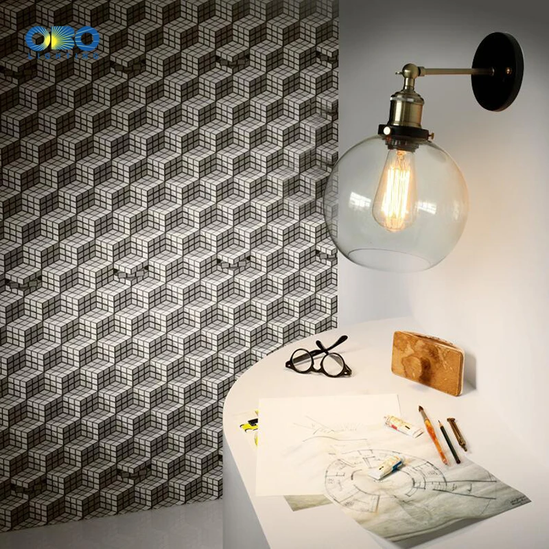 Retro Glass Wall Lamp Loft Vintage Metal Triangle Oval Clear Wall Light Edison 40W Industrial Wall  - 32959032418