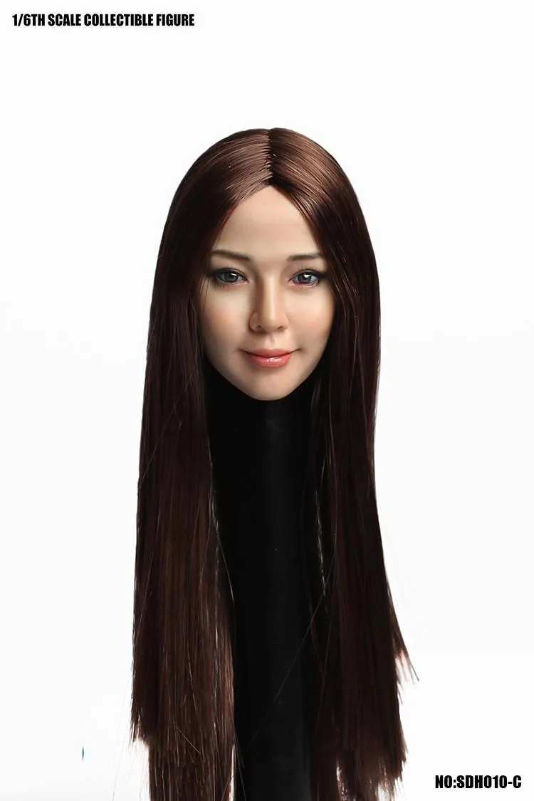 Escultura com Cabelo para 12in Super Pato Cabeça Esculpir 1 - 6 Escala Asiática Fêmea Tbleague Phicen Jiaoul Boneca Brinquedo Sdh010 2 escala asiática fêmea cabeça escultura com cabelo