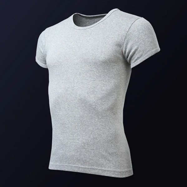 Men's cotton Solid color basic short sleeve undershirts soft breathable