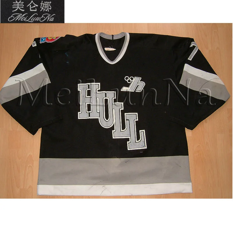 

MeiLunNa Customize QMJHL Hull Olympiques Hockey Jerseys 77 Jeremy Roenick Home Road Third White Black Grey Sewn Any Name NO.Size