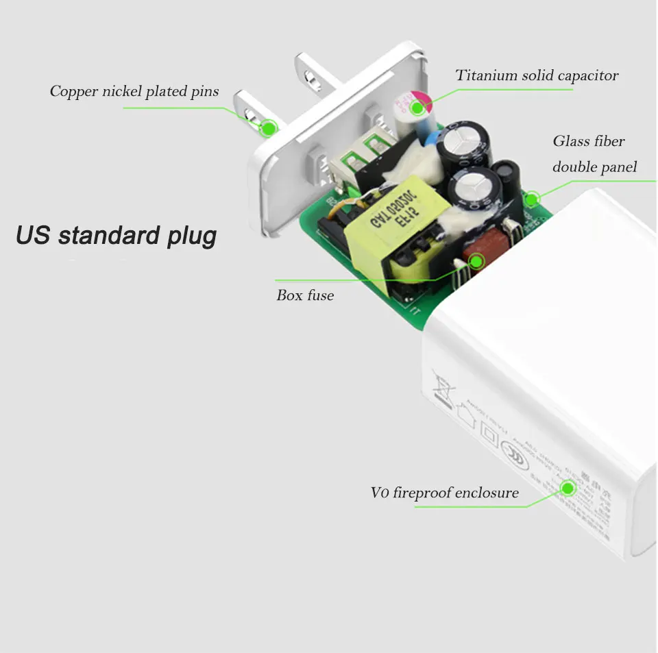 США адаптер USB зарядное устройство мобильного телефона зарядное устройство s США электрическая розетка для электронного оборудования в США QC3.0 Быстрая зарядка