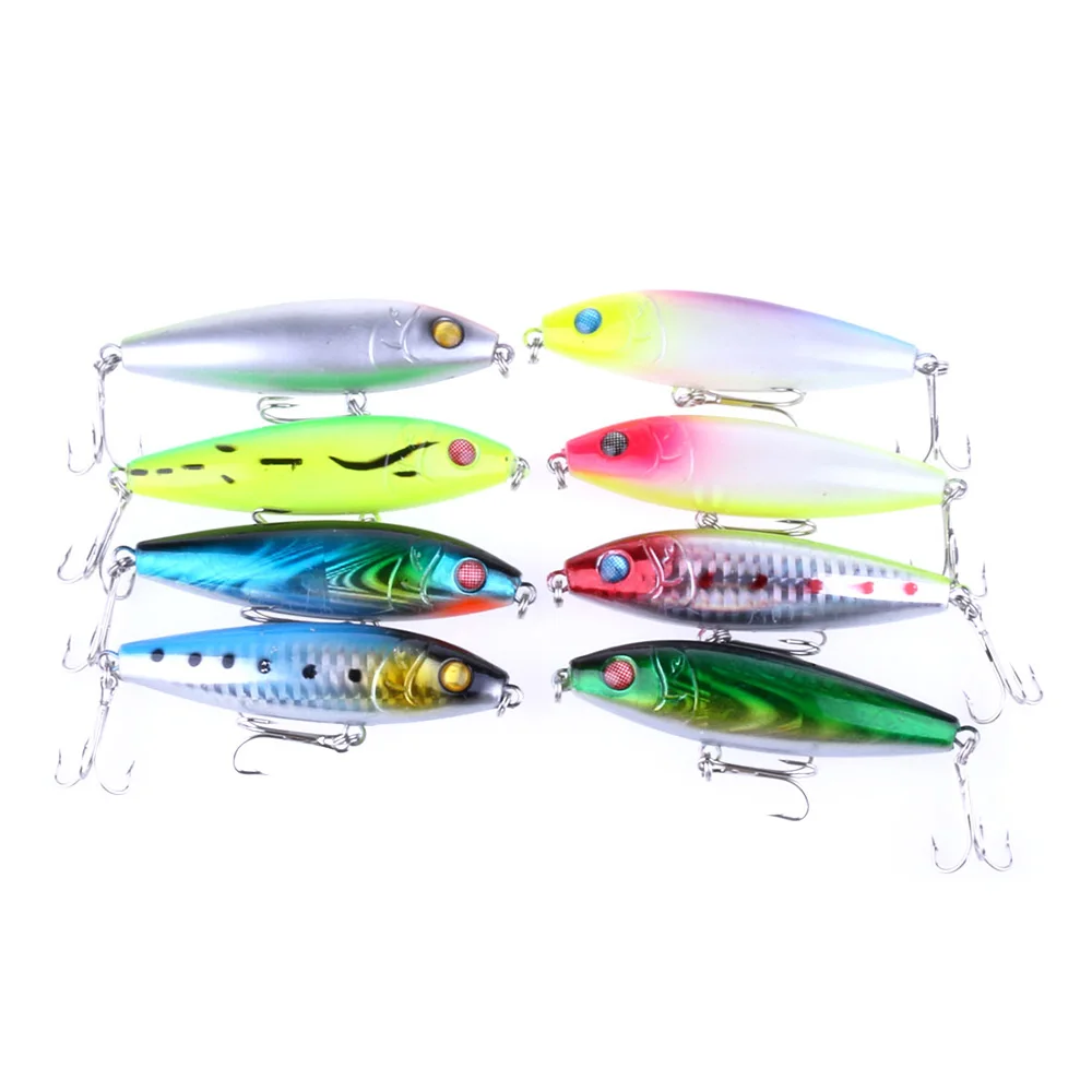 

8pcs Pencil Fishing Lure Top water 80mm 12g Fishing Tackle Crankbait Artificial Wobblers