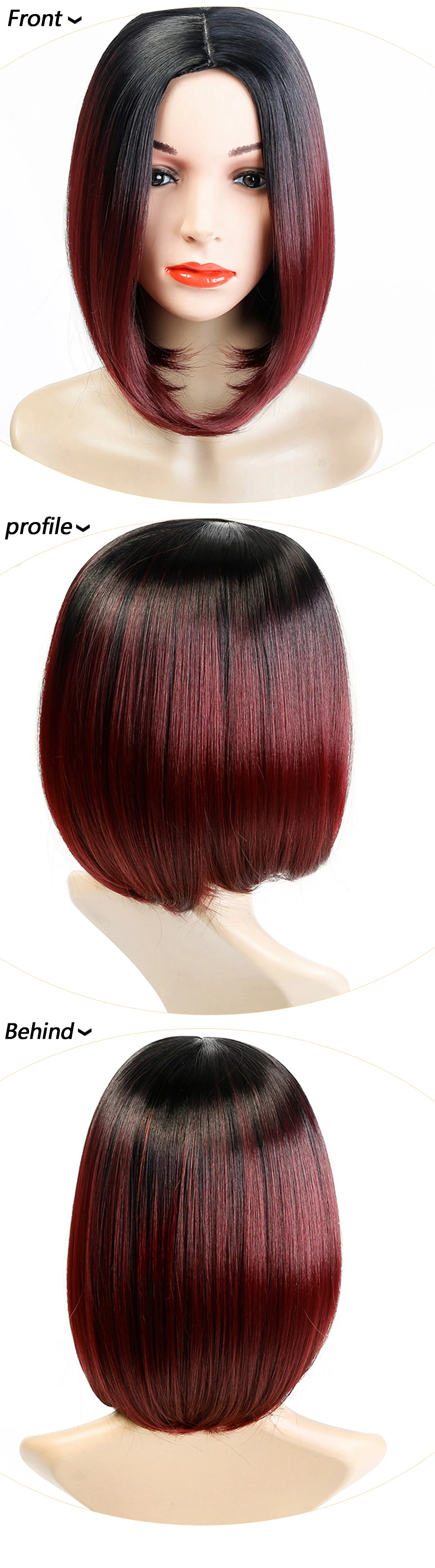WTB синтетический короткий Боб Омбре парик для женщин прямые волосы два тона темные корни парик термостойкие косплей парик