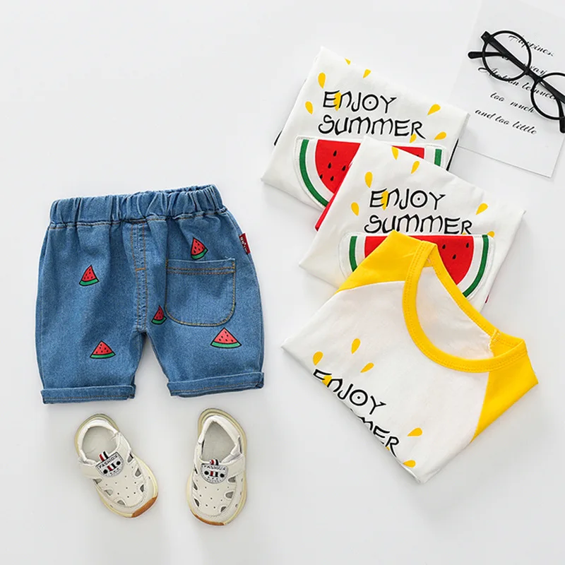 

New Kids'Suit 2019 High Quality All Cotton Short Sleeve T-shirt Short Skirt Suit for Summer babys