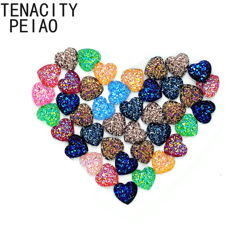 

20pcs/lot 12mm Heart Shape Flat Back Resin Cabochons Mix Colors Natural Stone Series Jewelry findings Accessories for earrings