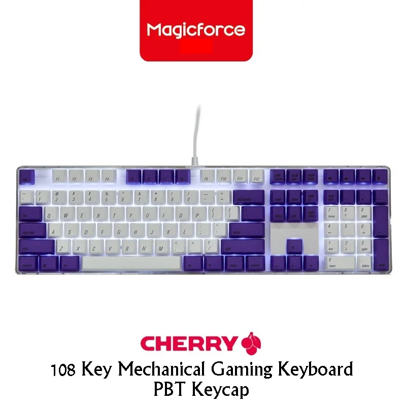 

All New MAGICFORCE CRYSTAL 108 Key PBT Model Wired Ergonomic Mechanical Gaming Keyboard Gateron/Cherry Axis PBT Two-Color Keycap