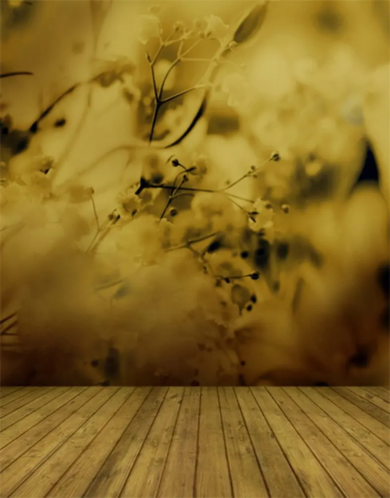 

5x7ft Wooden Floor Hazy Flowers Photography Backdrops Photo Props Studio Background