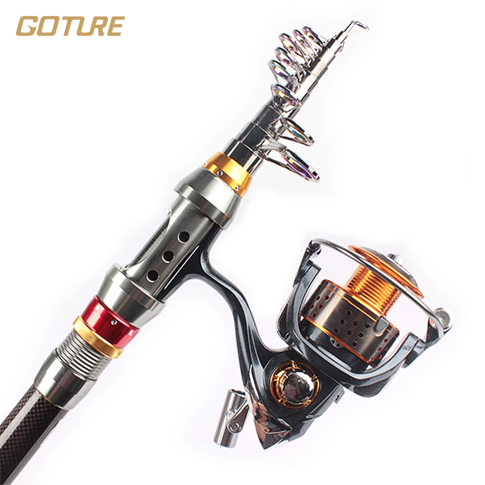 ФОТО Goture Carbon Telescopic Fishing Rod 2.7/3.0/3.6Meter Spinning Sea Rod Pole With Spinning Reel 4000 11BB CNC Handle Rod Combo