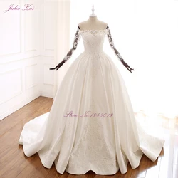 Julia Kui Elegant Strapless A Line Wedding Dress With Sleeve Crystals Bow back Of vestido de noiva Julia Kui Elegant Strapless A Line Wedding Dress With Sleeve Crystals Bow back Of vestido de noiva