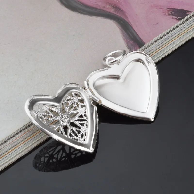 Винтаж Bijoux Femme 925 пробы серебряные ювелирные изделия выдалбливают сердце рамка фото кулон колье-чокер для женщин бохо стиль