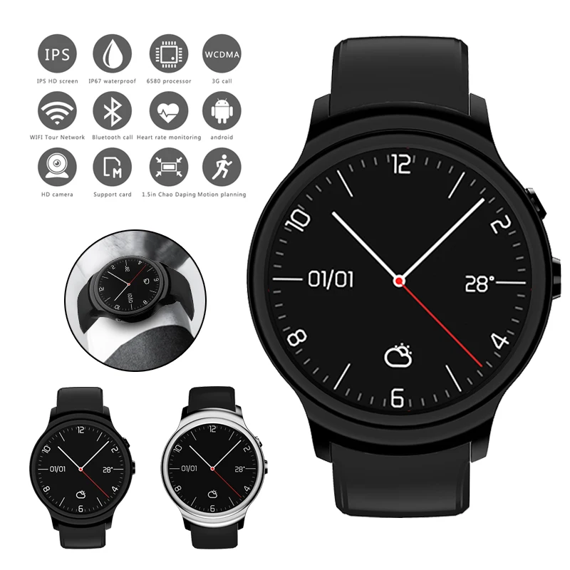  Cheap Smart Watch i3 RAM 2GB ROM 16GB 2MP Camera Android 5.1 3G WIFI GPS Heart Rate Monitor Smartwa