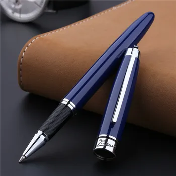 

Pimio Smooth Deep Blue Rollerball Pen Silver Clip Metal Gift Ballpoint Pens for Men with Original Gift Box Office Pens
