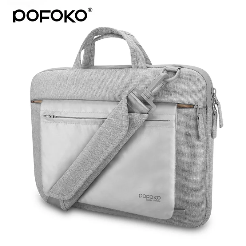 POFOKO high end waterproof laptop bag case for macbook Pro 13 inch 11 15.6 inch laptop messenger ...