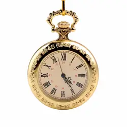 CKKU Jewelry Винтаж золотой случай римские цифры кварц двигаться Для мужчин t карманные часы с 15 дюймов Цепь для Для мужчин Для женщин подарок LPW872
