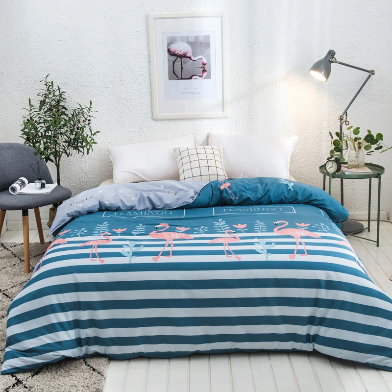 Cartoon-100%-Cotton-Duvet-Cover-Flamingo-Printing-Quilt-Cover-Twin-Queen-King-Size-Comforter-Cover-Single-Double-Bedclothes