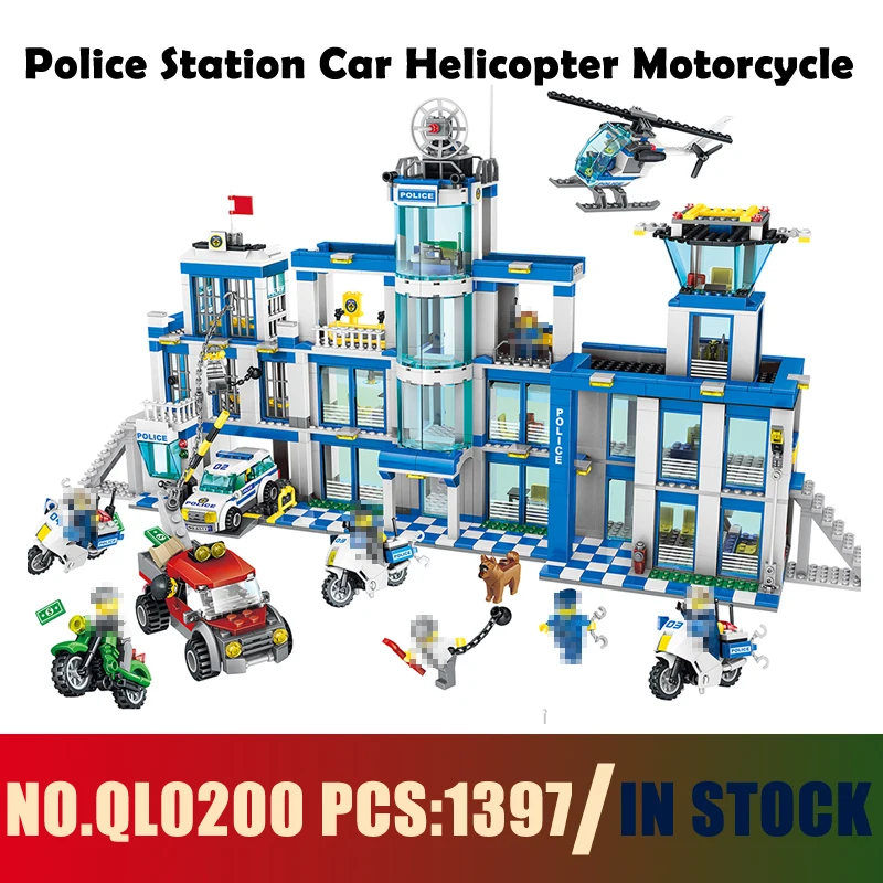 

Models building QL0200 1397PCS Police Station Car Helicopter Motorcycle Building Blocks Compatible City toys & hobbies