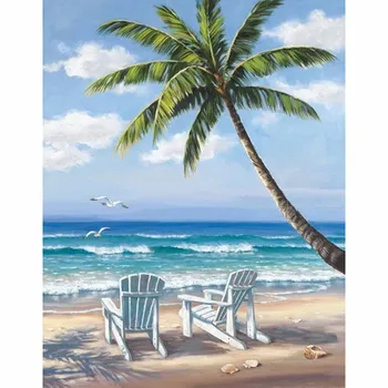 

Full Square/Round Drill 5D DIY Diamond Painting "Beach & coconut trees" 3D Embroidery Cross Stitch 5D Rhinestone Decor Gift