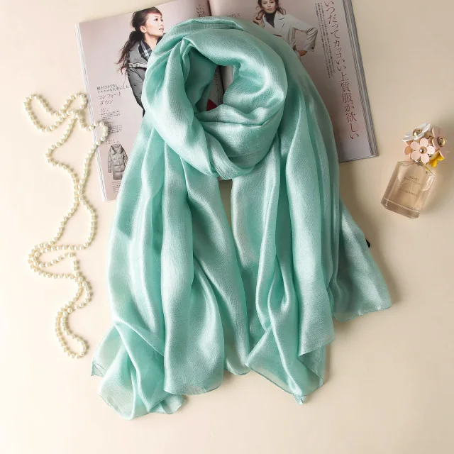Летняя Брендовая женская мода, одноцветное белье, шелковый шарф, однотонные мягкие платки, женские длинные шарфы, пашмины, банданы, хиджаб, Sjaal - Цвет: 11