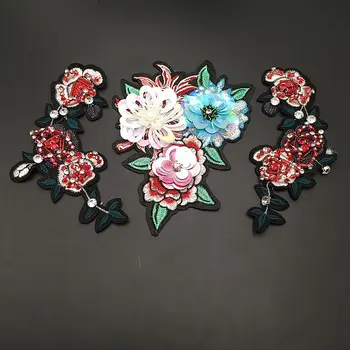

20pcs/set Sewing clothes stickers Flower Clothing Patch Beaded 3D Embroidery Pathces Performance Stage Garment Accessories