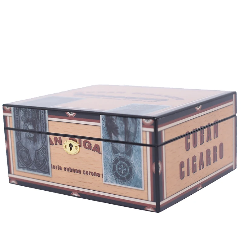 Individual Design Double-deck High Glossy Finish Removable Tray Cigar Humidor Nice Storage Box W/ Hygrometer, Humidifier