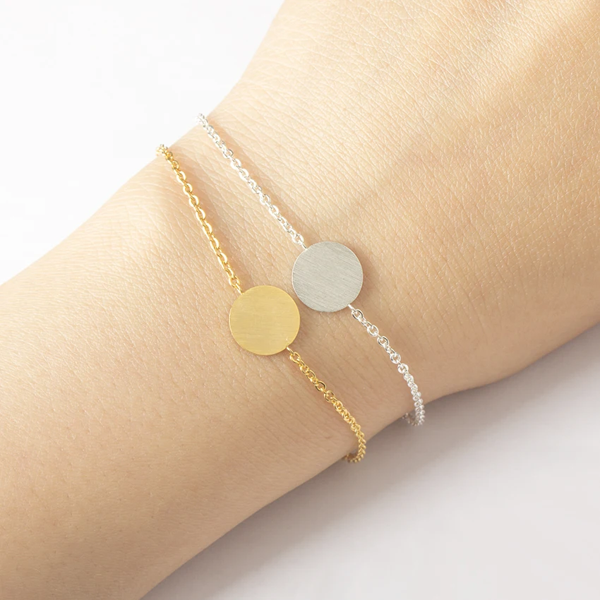 

Minimalism Gold Disc Charm Bracelets For Women Round Coin Jewelry Stainless Steel Friendship Gifts 2017 Armbanden Voor Vrouwen