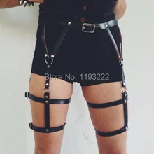 Sexy Punk Rock Rivet Handmade Real Leather Garter Belt Waist Belt Adjustable Loop Ring Harness