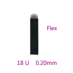 500 шт. Tebore Micropigment Lamina U Flex 0,20 мм 18 U форма микроблейдинг тату игла для бровей лезвия 3D вышивка черный