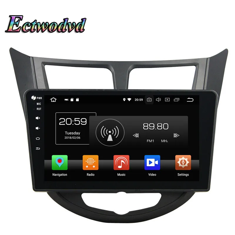 Perfect Ectwodvd Octa Core 4G RAM 64G ROM Android 9.0 Car Multimedia DVD Player GPS HeadUnit for Hyundai Verna,Accent,Solaris 2011-2012 0