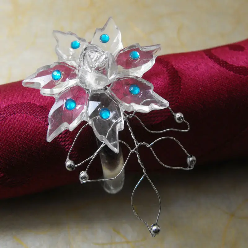 clear crystal leaf napkin ring, crystal napkin holderin Napkin Rings
