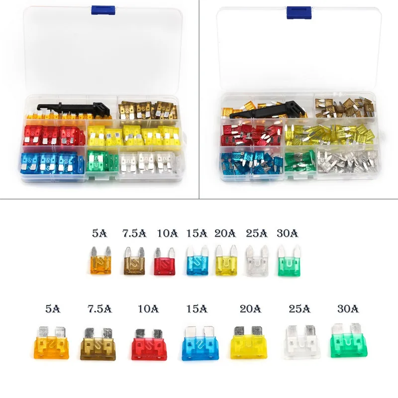 

242PCS Fuse Blade Holder Box Car Vehicle Circuit Fuse Box Block 7 Colors Fuse Medium/Small Size 5A/7.5A/10A/15A/20A/25A/30A