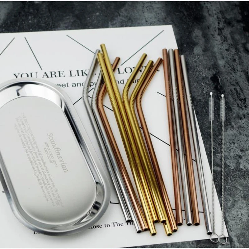 

1pcs Reusable Metal Drinking Straws 304 Stainless Steel Sturdy Bent Straight Drinks Coffee Juice Straw