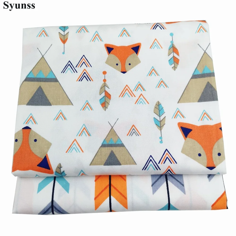 

Syunss Cartoon Fox Arrow Print Twill Cotton Fabric DIY Handmade Sewing Patchwork Baby Cloth Bedding Textile Quilting Tilda Tissu