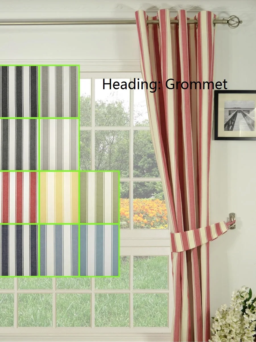 New arrival small stripe 100 cotton grommet ready made Curtains window